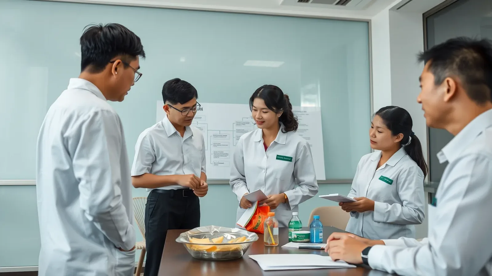 đội haccp thảo luận sơ đồ quy trình công nghệ