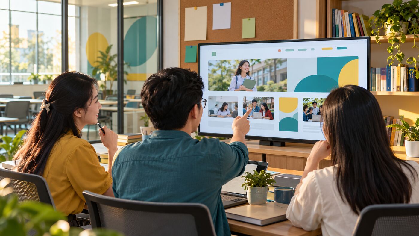 Góc làm việc minh họa chủ đề công ty thiết kế website giáo dục